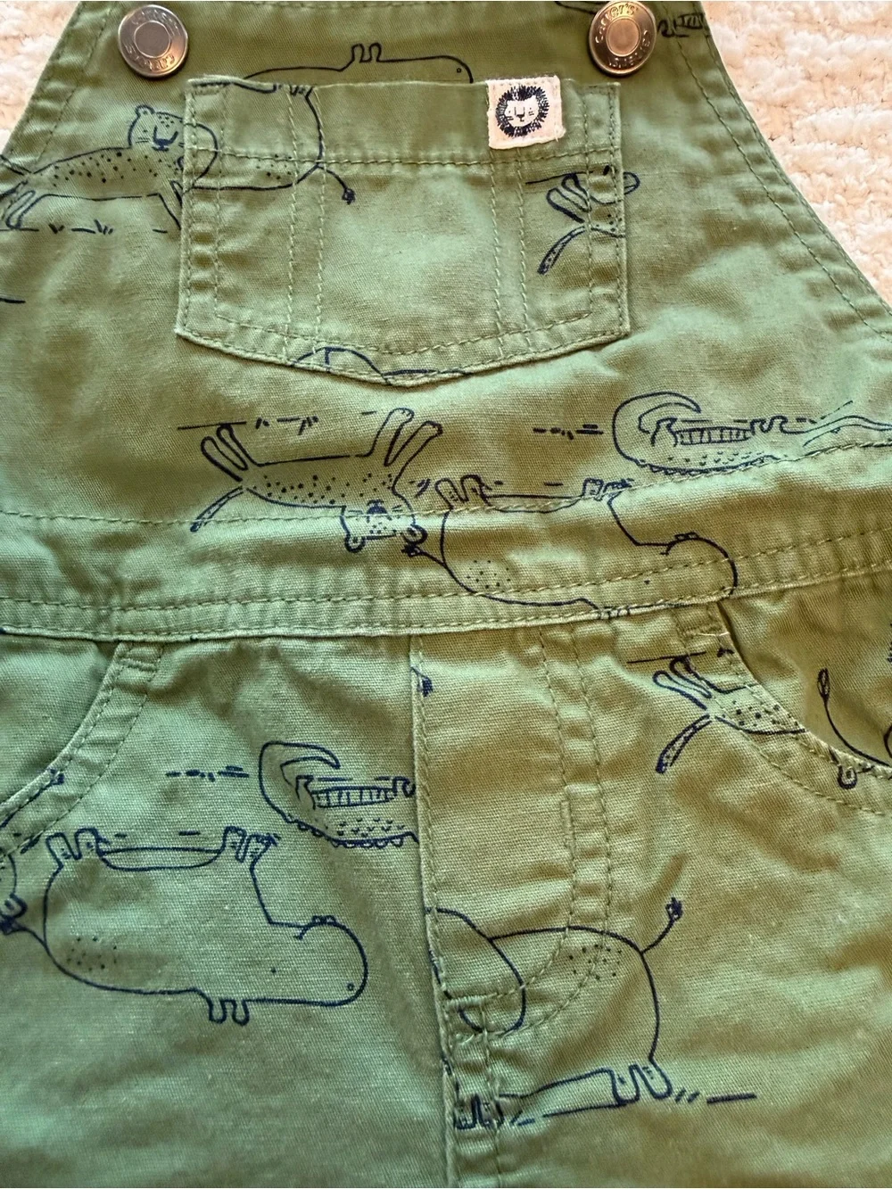 Carter's Navy Bodysuit with Green Printed Short Overalls